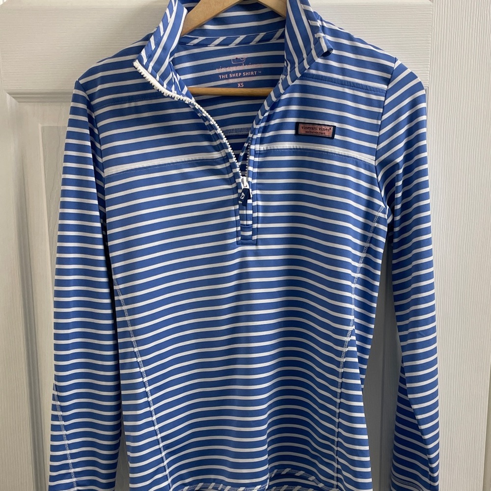 Vineyard Vines Women’s The Shep Quarter-Zip Striped Performance Pullover Size XS